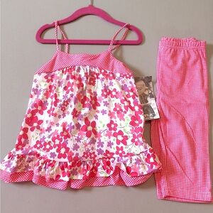 Vintage Carter’s 2 Piece Set Swing Top Pants Pink Gingham Floral Girl’s 3T